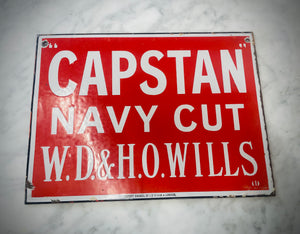 Capstan navy cut W.D & H.O Wills Enamel Sign