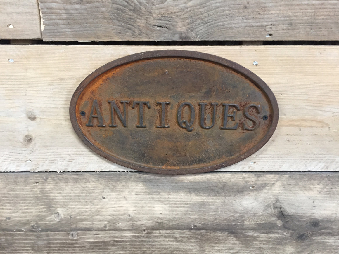 Cast Iron Antiques Sign