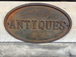 Cast Iron Antiques Sign